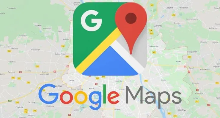 logo google maps a w tle mapa miasta